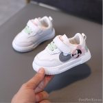 Tennis blanches de marque à motifs de Mickey Mouse pour enfant,chaussures de sport pour bébé fille et garçon, baskets de marche pour garder au chaud, à la mode,