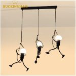 little man climbing pendant light modern hanging lamp creative iron people lights metal cord pandant lamps for kid children room