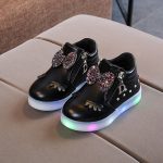 Baskets "Krasovki" à LED pour filles, taille 21 à 30, chaussures lumineuses, pour enfants, avec ruban de princesse