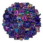 Lot de 10/30/50 autocollants lumineux néons, style dessin animé, décoration de guitare, skateboard, moto, ordinateur portable, jouets pour enfants, idéal en cadeau,