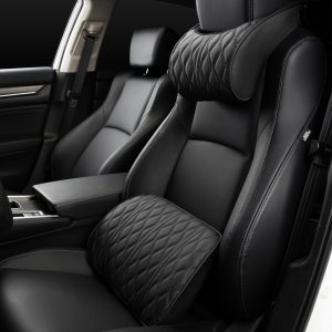 HOT Car Neck Pillow PU Leather Lumbar Waist Support For Seat Memory Backrest Headrest Cushion Auto Gadget Accesorios Interior