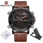 Mens Watches To Luxury Brand Men Leather Sports Watches NAVIFORCE Men's Quartz LED Digital Clock Waterproof Military Wrist Watch