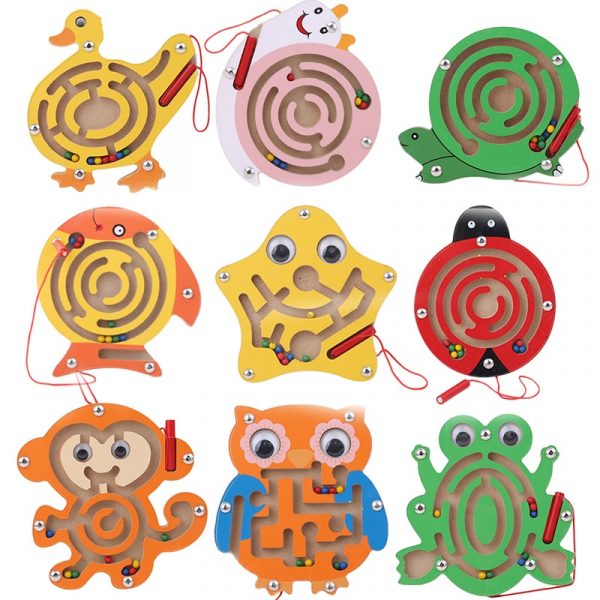 Jouets en puzzle magnétique en bois pour enfant, jeu de labyrinthe pour une éducation précoce, outil pour travailler le cerveau des petits, accessoire intellectuel