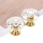 10Pcs Acrylic Crystal Knobs Cupboard Drawer Pull Handle Door Knob Diamond Shape Cabinet Knob Home Furniture Accessory No Screws