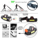 Waterproof LED headlamp COB work light 2 light mode with magnet headlight built-in 18650 battery suit for fishing, camping, etc.