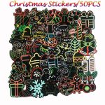 Lot de 10/30/50 autocollants lumineux néons, style dessin animé, décoration de guitare, skateboard, moto, ordinateur portable, jouets pour enfants, idéal en cadeau,