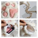 Sac à bandoulière avec fermeture éclair en forme de patte d'ours pour filles, joli porte-monnaie en peluche douce pour enfants, accessoires pour bébés garçons