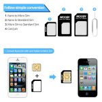 Adaptateur de carte Micro Nano SIM 4 en 1, Kit de connecteurs pour iPhone 6 7 plus 5s Huawei P8 lite P9 Xiaomi Note 4 Pro 3S Mi5