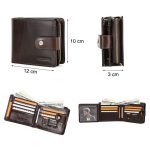 CONTACT'S – portefeuille en cuir véritable pour hommes, avec poche pour pièces de monnaie, petit porte-monnaie à fermeture éclair, pliable, porte-cartes en cuir