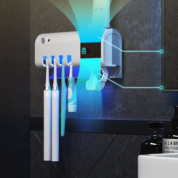 Distributeur automatique de dentifrice, stérilisateur à Double couche à énergie solaire UV, accessoires de salle de bains muraux