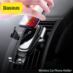 Baseus car phone holder 10w qi wireless charger for iPhone X Samsung S10 S9 S8 phone holder car phone power charger in air vent
