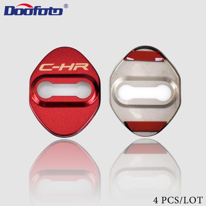 Doofoto 4pcs Car Styling Door Lock Cover For Toyota C-HR CHR 2018 2019 2020 Accessories Logo Door Lock Protective Case Emblems