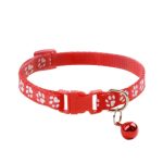 Cat Collar 12 Color Cat Necklace And Cat Paw Print Adjustable Collar Small Dog Collar Bell Positioning Pet Collar Pet Supplies