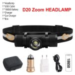BORUiT XM-L2 LED Mini Headlamp High Power 1000lm Headlight 18650 Rechargeable Head Torch Camping Hunting Waterproof Flashlight