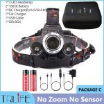 Powerful LED Headlight headlamp 5LED T6 Head Lamp Sensor Flashlight Torch head light 18650 battery Best For Camping, fishing