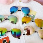 Lunettes de soleil classiques pour filles, verres miroir colorés, monture métallique, pour enfants, lunettes de voyage et de Shopping UV400, 2020