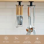 360 Degrees Rotated Kitchen Hooks Self Adhesive 6 Hooks Home Wall Door Hook Handbag Clothes Ties Bag Hanger Hanging Rack