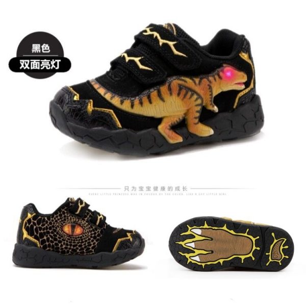 Dinoskulls 3-8 Garçons Chaussures Dinosaure LED Espadrilles Rougeoyantes Printemps Automne Enfants Sport 3D T-rex Mode Enfants Chaussures En Cuir Véritable