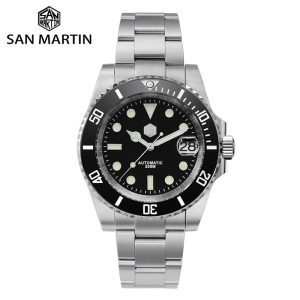 San Martin Diver Water Ghost Luxury Sapphire Crystal Men Automatic Mechanical Watches Ceramic Bezel 20Bar Luminous Date Window