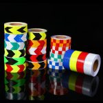 5cm*3m Car Safety Mark Warning Tape Reflective Strip Arrow Lattice Stickers For Bicycle Car Exterior Decoration Accessories