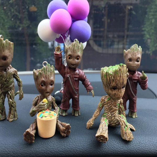 Car Interior Decoration Personality Groot Action Figure Sitting Model Anime Mini Doll Car Goods Interior Decoration Accessories