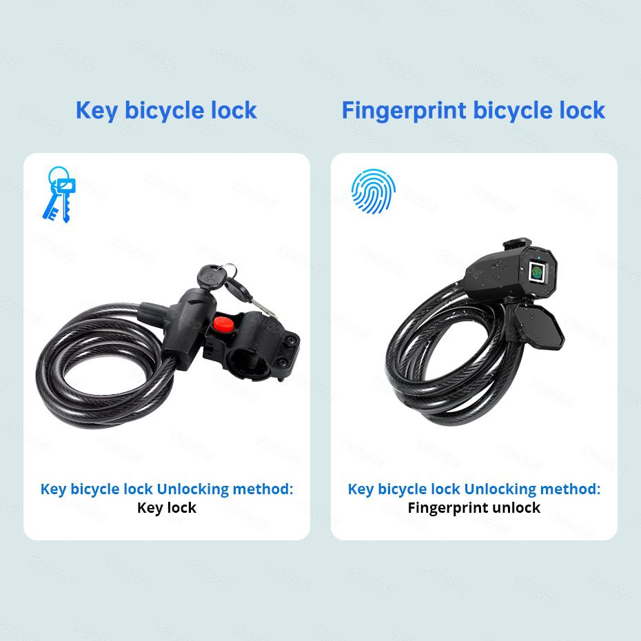 Antivol de vélo Empreinte digitale, Eseesmart Câble antivol étanche  portable avec support antivol pour vélo, Smart Lock avec 20 empreintes  digitales