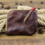 LEACOOL – porte-monnaie en cuir véritable pour femmes et hommes, Vintage, fait à la main, petit étui à fermeture éclair, porte-monnaie