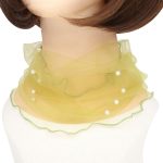 Écharpe élégante transparente pour femmes, fausse perle, décor, collier en maille, écharpe circulaire, accessoires pour vêtements d'automne, 1 pièce