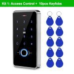 IP68 Waterproof Door Access Control System Biometrics RFID Keypad + Power Supply + 180KG Electric Magnetic Strike Locks for Home