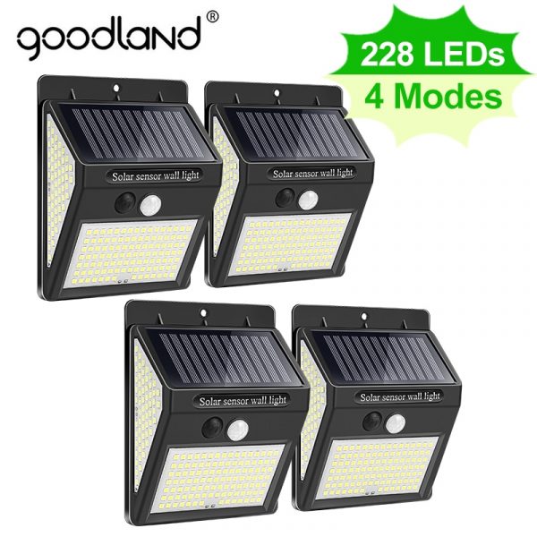 Goodland 228 144 LED Solar Light Outdoor Solar Lamp PIR Motion Sensor Solar Powered Sunlight Street Light for Garden Decoration