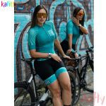Red Kafitt Women's Cycling Jacket Team Triathlon Ladies Cycling Jersey Short Sleeve Swimsuit Set 20D Gel Pad Summer Full Leotard