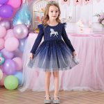 DXTON – Robe d’hiver pour fille, à manches longues, en coton, pour enfants de 2-8 ans, nouvelle collection 2018