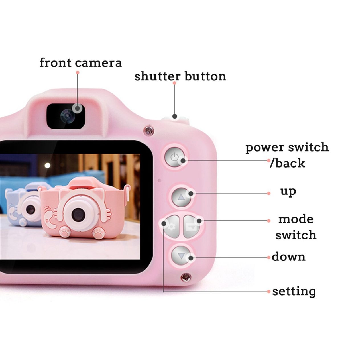 Mini caméra numérique avec jeux intégrés pour enfant et bébé, caméscope de vidéo pour fille et garçon de bas âge, jouet, idée de cadeaux d'anniversaire et noël, 1080P, 2000W,