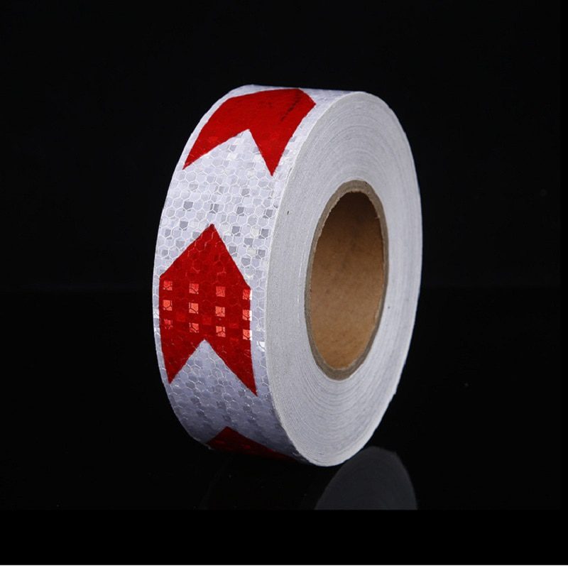 5cm*3m Car Safety Mark Warning Tape Reflective Strip Arrow Lattice Stickers For Bicycle Car Exterior Decoration Accessories