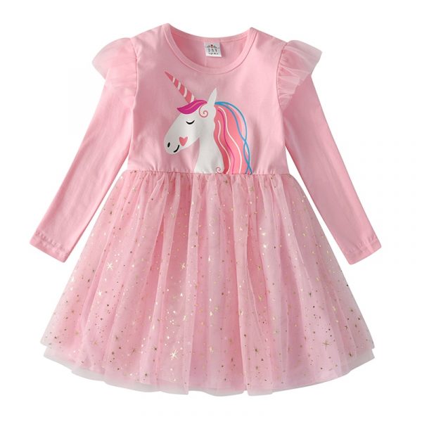 DXTON – Robe d’hiver pour fille, à manches longues, en coton, pour enfants de 2-8 ans, nouvelle collection 2018