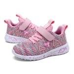 Enfants Maille Chaussures Décontractées Sneakers Fille D'été Pour Enfants Chaussures De Sport Enfants Chaussures Pour fille Chaussures Lumineuses Mignon Rose Chaussures Plates Automne