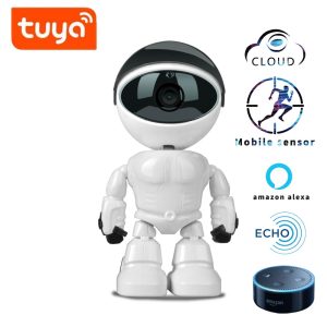 Shojzj – caméra Robot TUYA alexa echo 1080P HD, babyphone vidéo, wifi, Audio bidirectionnel, réseau IP, Vision nocturne, détection de mouvement, pour maison connectée