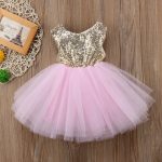 Robe de mariée pour fille, tenue, soirée, sans manches, vêtements fantaisie, à paillettes, fête, baptême, anniversaire