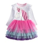 Robe princesse à manches longues pour petite fille, vêtements de fête avec étoile à paillettes, pour enfant, pour automne et hiver