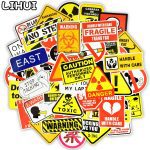 50 Pièces d'autocollants d'avertissement imperméable, rappel des panneaux d'interdiction, de danger, pour snowboard, voiture, ordinateur portable, moto et bagages, DIY