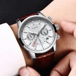 LIGE Mens Watches Gift Top Luxury Brand Waterproof Sport Watch Chronograph Quartz Military Genuine Leather Relogio Masculino