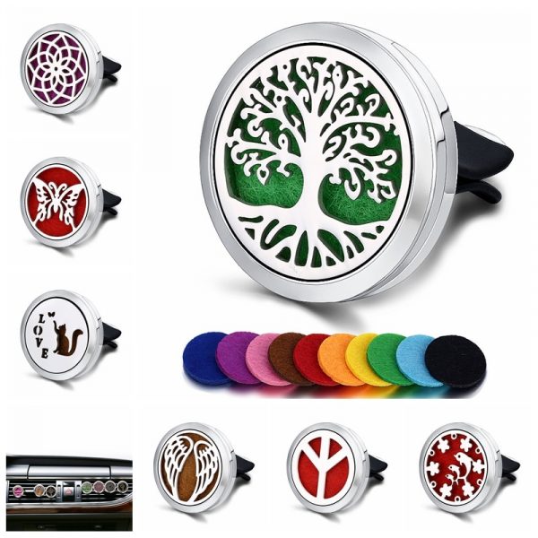 Car Air Freshener Car Perfume Diffuser Clip Car Air Auto Vent Freshener Essential Oil Perfume Locket (Free 10pc pad) C001