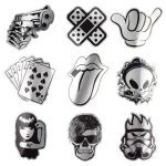Autocollants Graffiti mural, étiquette, noir et blanc métallique, pour bagage ordinateur portable, style voiture, guitare, Cool, 50 pièces, offre spéciale