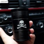 Black Red Aluminum Alloy Skull Car Home Ashtray Interior Accessories Oil Drum Shape Smoke Ash Holder Drop Shiipping CHIZIYO