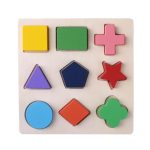 Puzzle de formes géométriques en bois Montessori, jeux éducatif d'apprentissage préscolaire par le classement de briques mathématiques, jouets d'enfants pour bébés et tout-petits