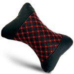 2pcs Genuine Leather Car Neck Pillow Protection Design Safety Auto Headrest Support Rest Pillow Black Auto Safety Accessories