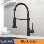 Kitchen Faucets Brush Brass Faucets for Kitchen Sink Single Lever Pull Out Spring Spout Mixers Tap Hot Cold Water Crane 9009