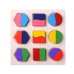 Puzzle de formes géométriques en bois Montessori, jeux éducatif d'apprentissage préscolaire par le classement de briques mathématiques, jouets d'enfants pour bébés et tout-petits