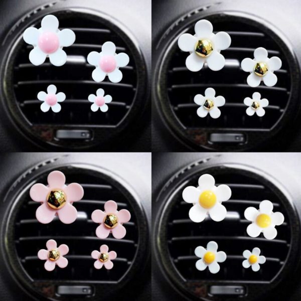 4 pcs car outlet vent perfume clip small daisy air conditioning aromatherapy clip car interior decoration supplies air freshener