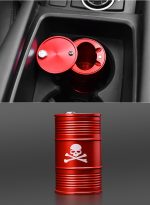 Black Red Aluminum Alloy Skull Car Home Ashtray Interior Accessories Oil Drum Shape Smoke Ash Holder Drop Shiipping CHIZIYO